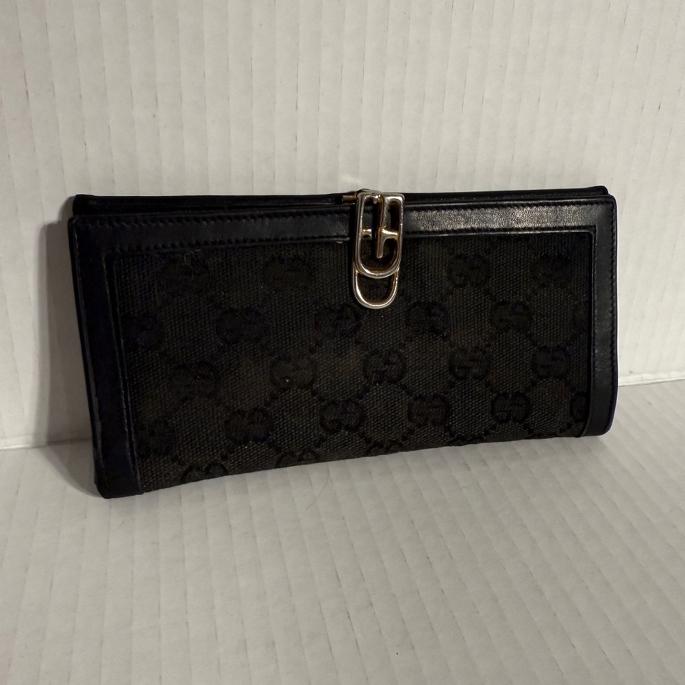 Vintage Gucci Wallet Black Monogram As is